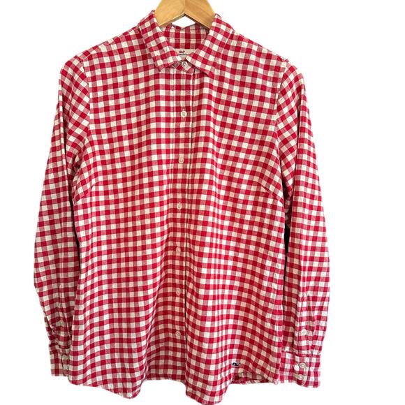 VINEYARD VINES | Red Gingham Check Flannel Button Down Shirt Preppy | Size 6 - Picture 1 of 7